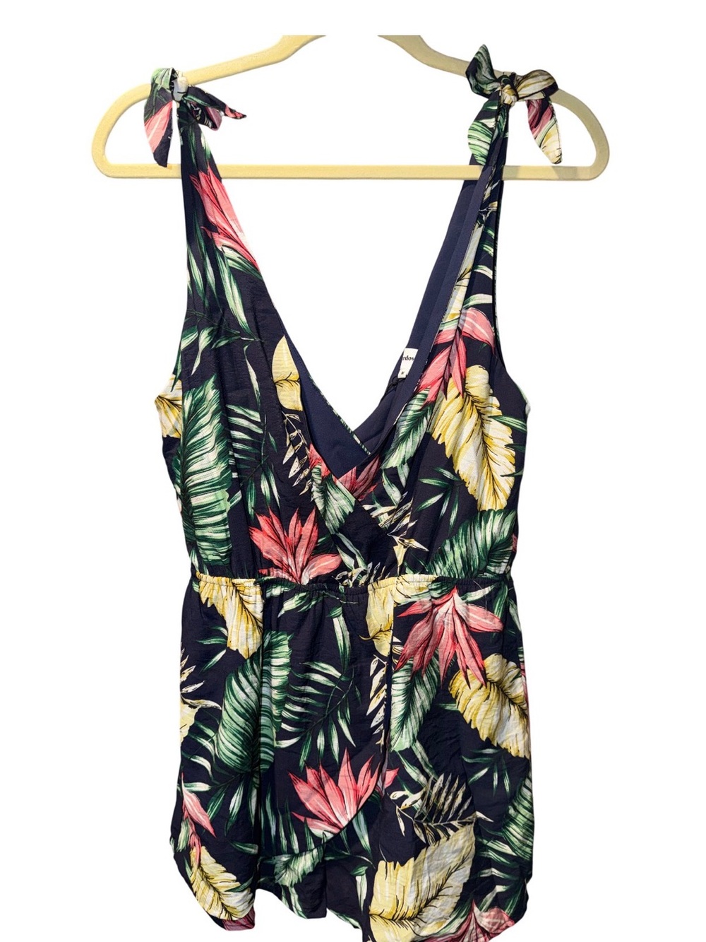 superdown Navy Tropical Floral One-Piece Swim Romper